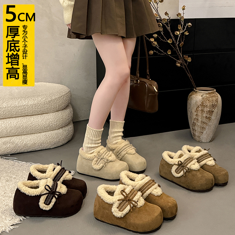 内增高5CM小个子加绒勃肯鞋女