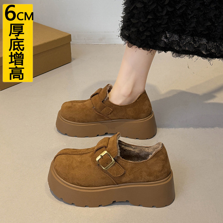 厚底增高6CM小个子加绒勃肯鞋女2025冬季乐福鞋保暖雪地靴女棉鞋,女鞋,棉鞋,淘宝优惠券,粉丝福利购,淘宝优惠卷