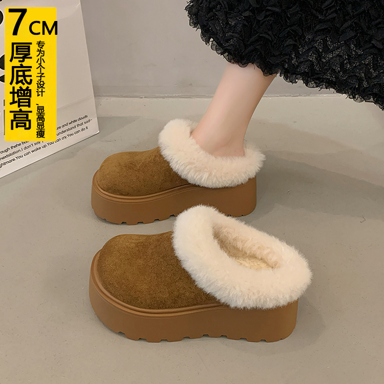 小个子勃肯包头半拖鞋女加绒外穿