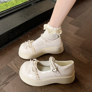 初中生黑色小皮鞋女2026春季中大童少女孩玛丽珍鞋蝴蝶结厚底单鞋