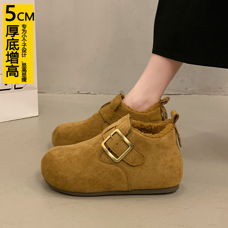 内增高5CM小个子加绒勃肯鞋女