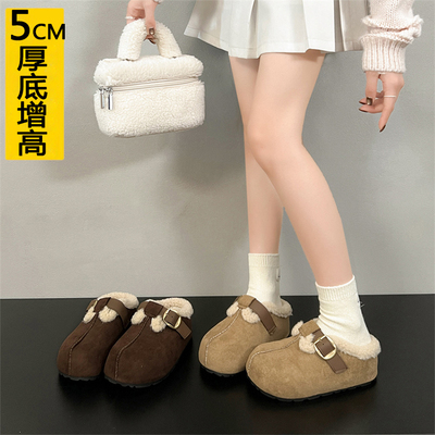 小个子勃肯包头半拖鞋女加绒外穿