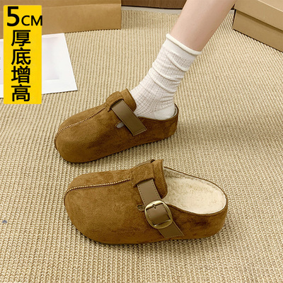小个子勃肯包头半拖鞋女加绒外穿