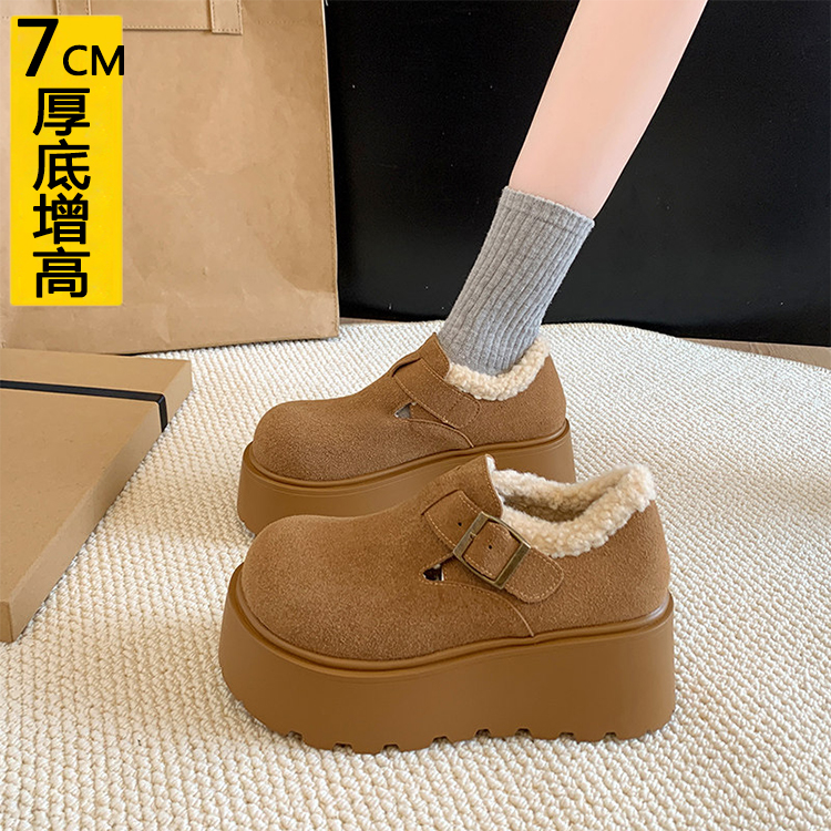厚底增高7CM小个子勃肯鞋女加绒