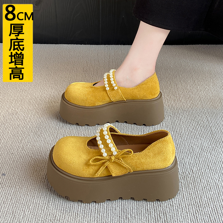 内增高8CM小个子珍珠勃肯鞋女