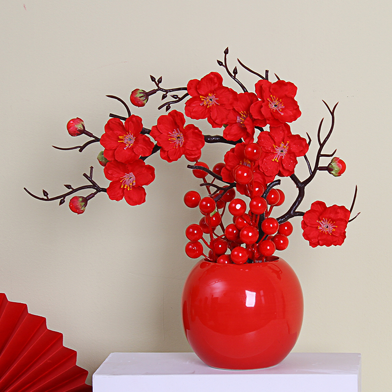 梅花仿真花腊梅假花中式家居装饰绢花禅意插花客厅摆件塑料花树枝