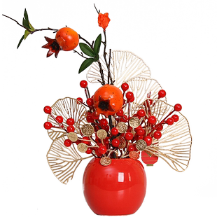 新款轻奢仿真红果石榴果红浆果高档电视柜酒柜创意新中式花艺摆件