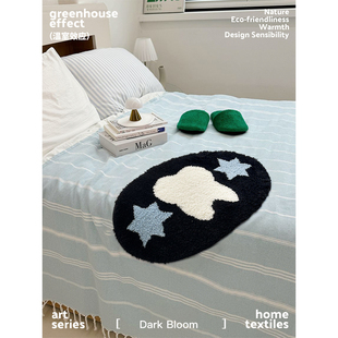 ins韩式 手绘牙齿花花床边毯簇绒地垫卧室脚垫浴室门垫吸水防滑垫