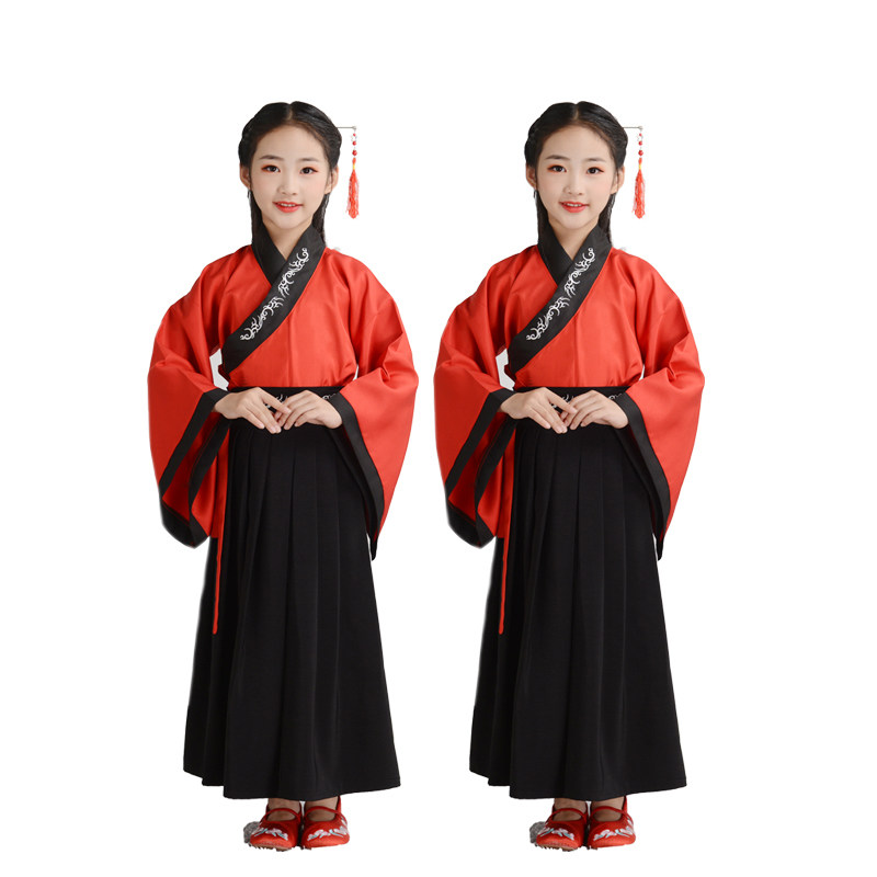 儿童国学汉服古装书童演出服开笔礼服装弟子规三字经清仓演出服