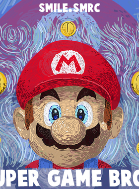 nasa星空联名马里奥长袖t恤情侣装男女休闲圆领卫衣boy超级玛丽潮