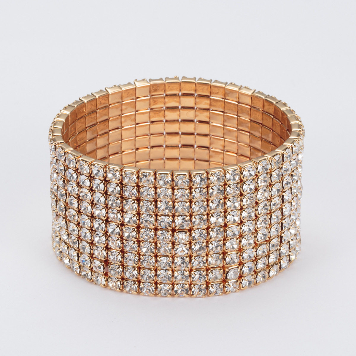 韩版时尚饰品 九排满钻镶嵌单排松紧水钻手链 闪亮女手镯B125