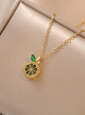 项链女 网红柠檬直播热款韩版森系小清新锁骨链创意水果吊坠