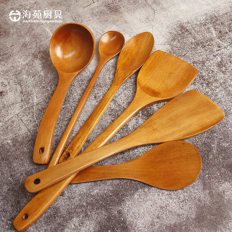 木铲子不粘锅专用铲子炒菜铲耐高温铲枣木锅铲木汤勺饭勺长柄套装