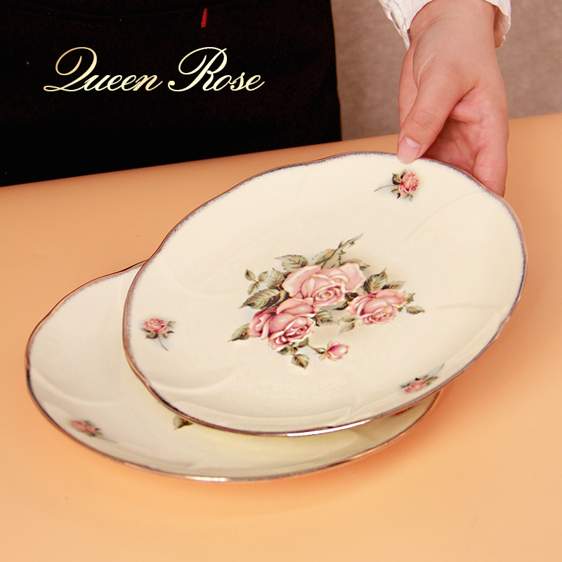 韩国queenrose陶瓷浅盘子