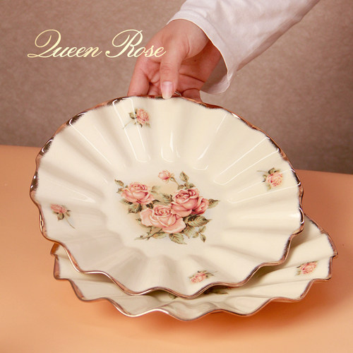 韩国QueenRose餐具陶瓷圆盘