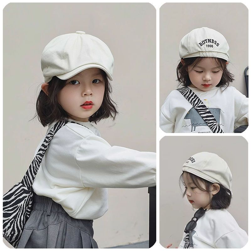 儿童帽子男童女童贝雷帽洋气宝宝前进帽春秋画家帽遮阳帽鸭舌帽潮
