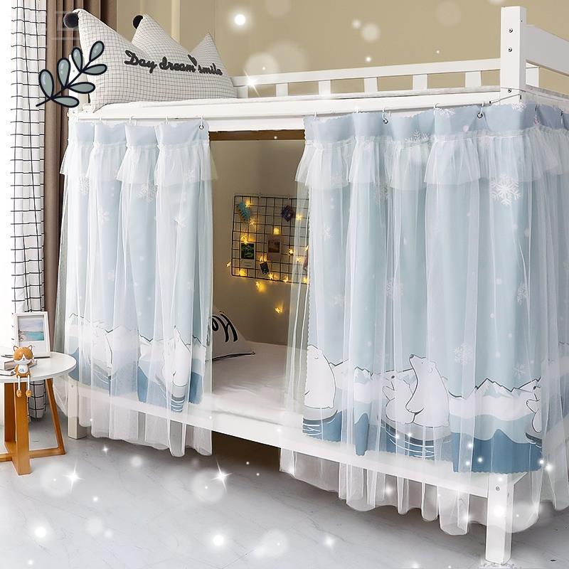 床帘一体式学生宿舍蚊帐遮光布上下铺女帘子床大学寝室隔断帘