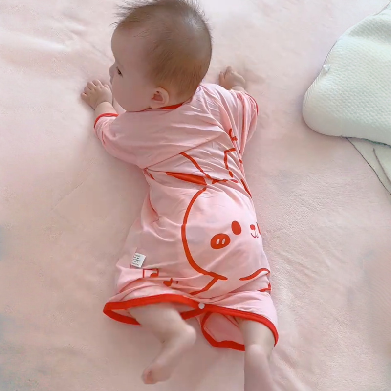 婴儿睡衣小月龄夏款a类莫代尔空调服睡裙女宝宝家居服儿童连体衣