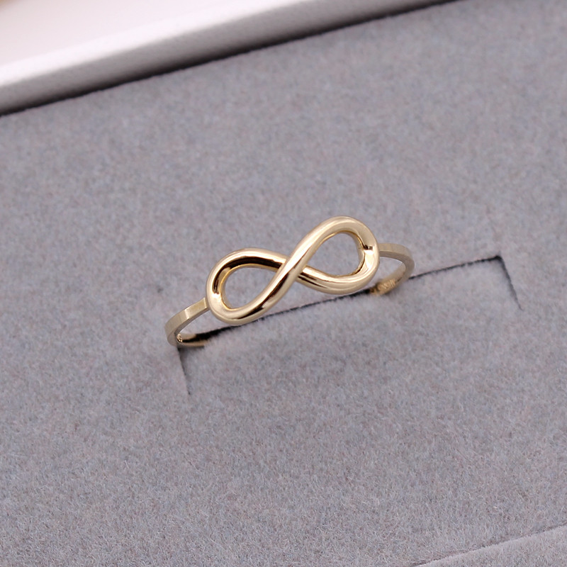 吉恩希韩国流行纯14K黄金女戒指蝴蝶结款花戒食指戒8字尾戒简约