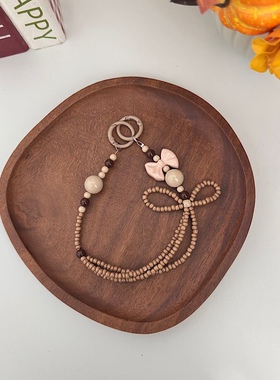 ins美拉德色系蝴蝶结串珠手机挂链diy手腕链条ccd相机钥匙扣挂饰