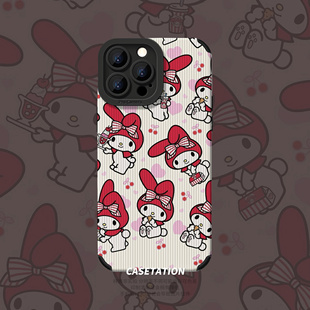 Melody拼贴红色防摔手机壳iPhone17pro华为pura80mate70/vivo小米17红米k80/OPPOreno14VIVOX300卡通手机壳