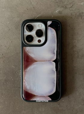 牙齿大孔二合一黑色水凝壳iPhone17promax华为pura80mate70pro全包边手机硬壳插画小众美式ins风手机保护套