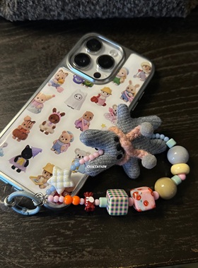 森贝儿家族卡通电镀大孔二合一水凝壳iPhone17promax华为pura80全包边手机硬壳小众复古玩偶可爱手机保护套