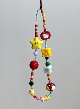 苹果kt黄色星星奶酪方块挂绳ins多巴胺可爱手机链条ccd相机挂饰