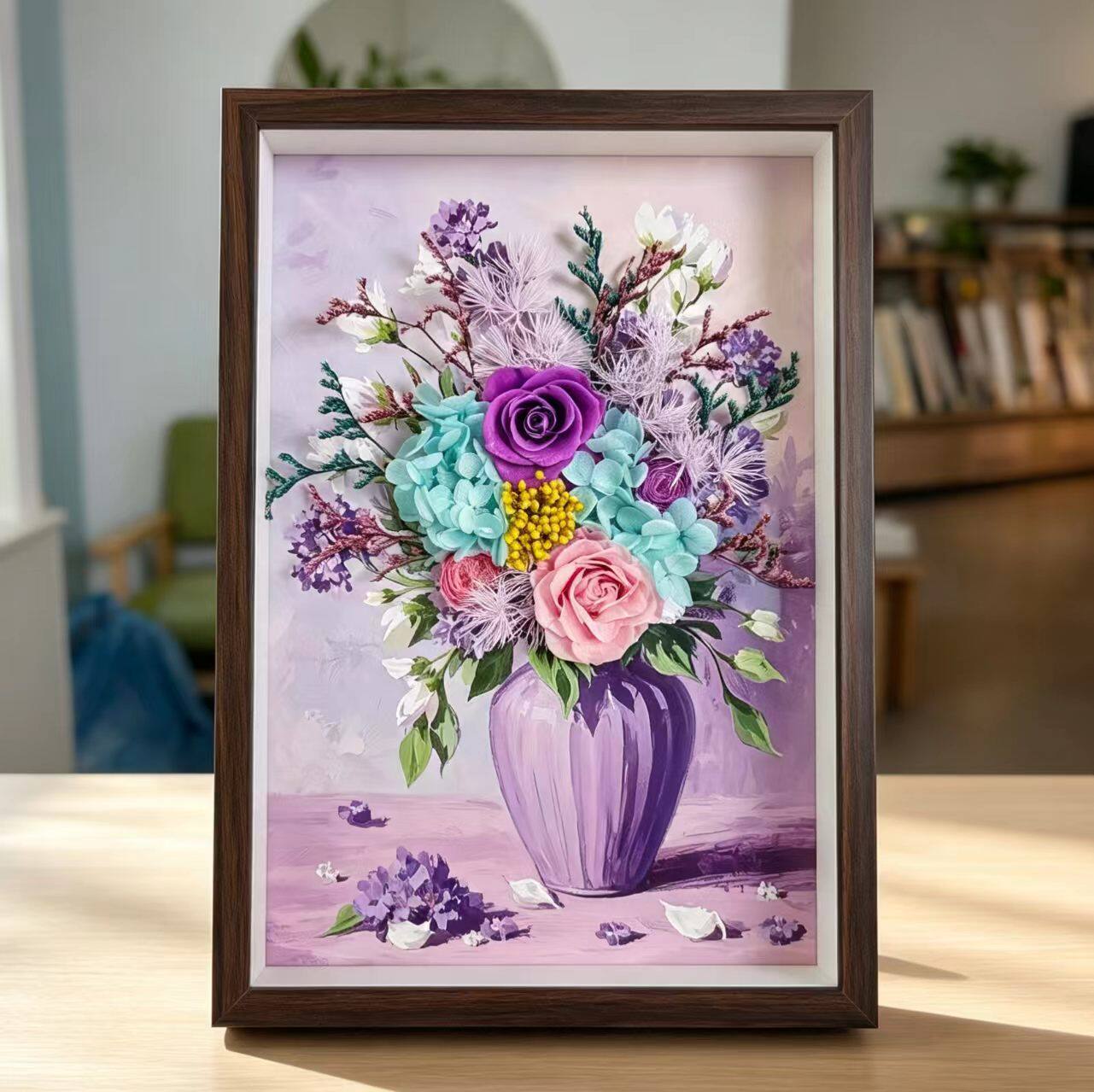 云南真干花永生花束成品相框装饰画摆件闺蜜生日乔迁开业高级礼物