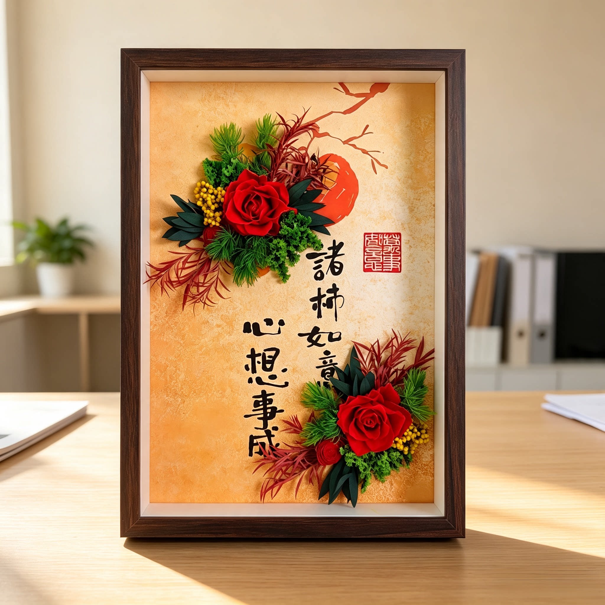 云南真干花永生花束成品相框装饰画摆件闺蜜生日乔迁教师高级礼物