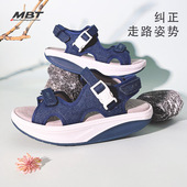 足弓支撑增高魔术贴牛皮KISUMU MBT足健康鞋 女厚底休闲运动凉鞋