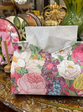 【颜值担当】高级感花朵轻奢复古纸巾盒家用客厅抽纸盒皮质纸巾袋