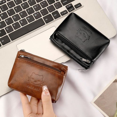 复古KT猫零钱包女式新款小巧可爱便携耳机钥匙证件随身拉链小卡包