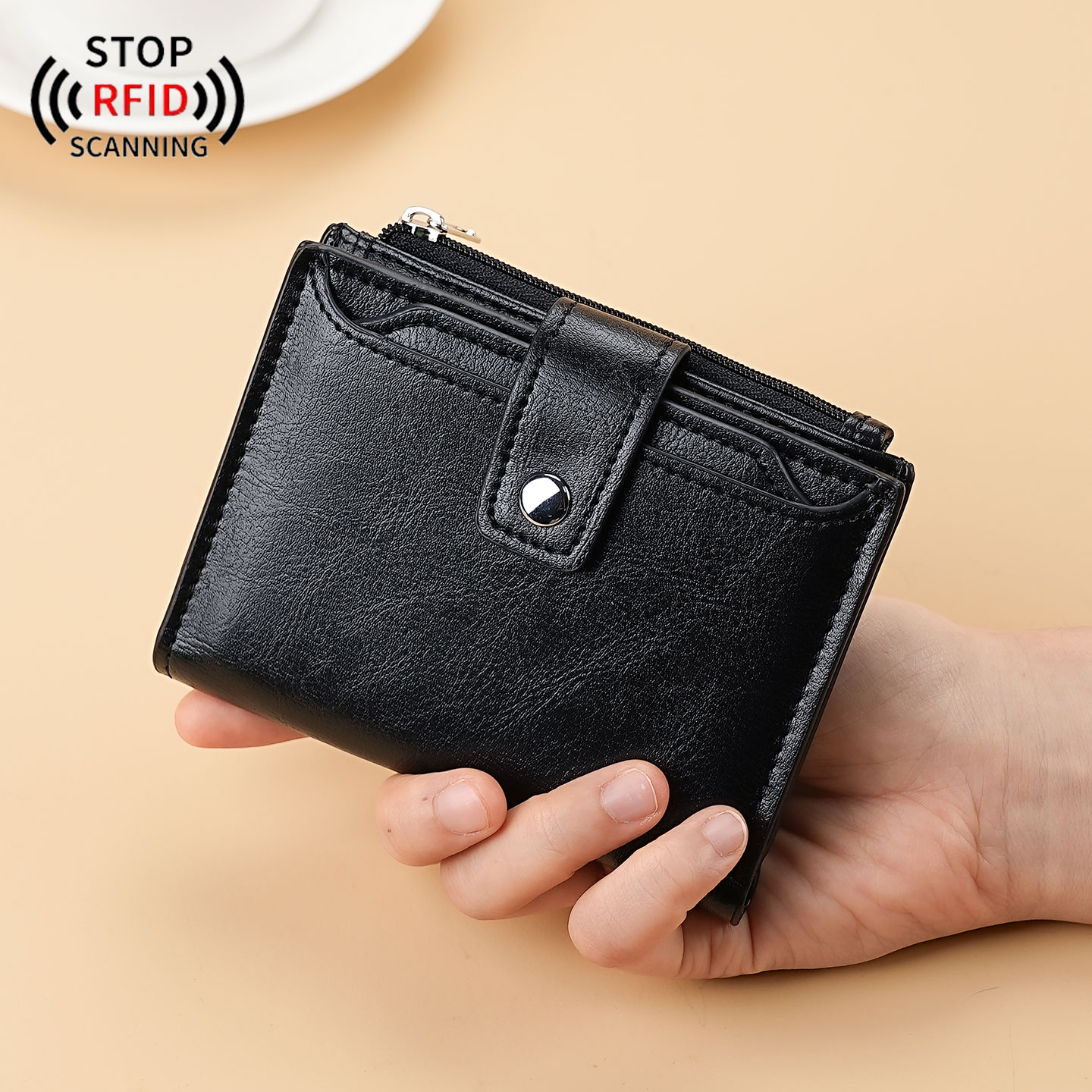 时尚短款钱包男士多功能大容量驾驶证皮夹卡包一体多卡位折叠钱夹