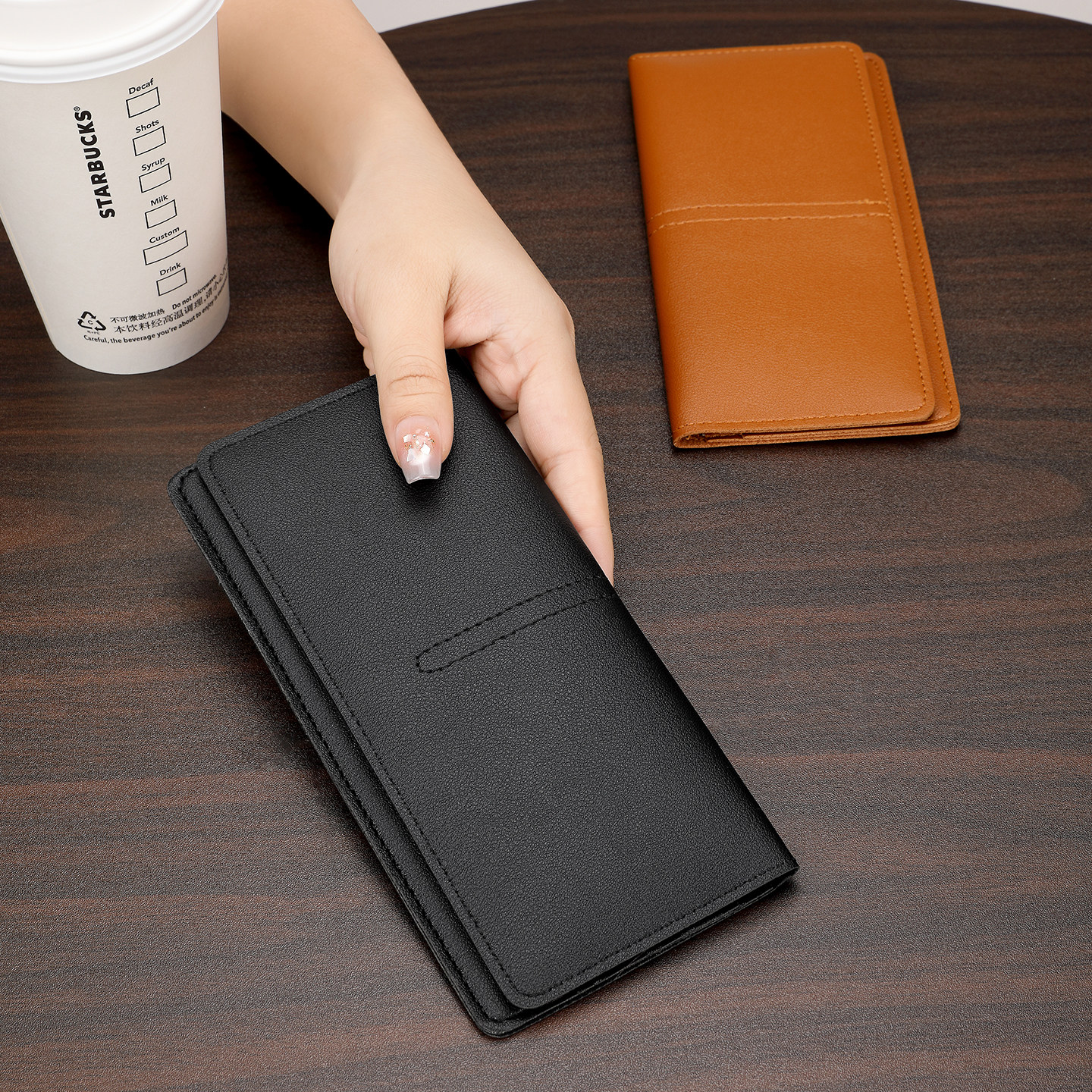 欧美简约超薄长款钱包女2025新款大容量时尚气质搭扣卡位软皮钱夹