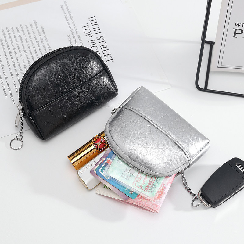 时尚简约零钱包女士2026新款爆裂纹手拿小包多功能迷你拉链硬币包