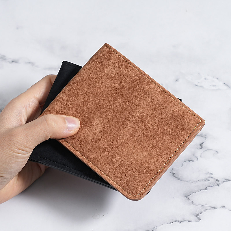 超轻磨砂软皮短款钱包男便携超薄皮夹多卡位绒面潮牌折叠一体卡包,箱包皮具/热销女包/男包,钱包,淘宝优惠券,粉丝福利购,淘宝优惠卷