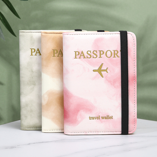新款护照包大理石纹多功能证件收纳卡包女防盗刷旅行护照机票卡夹