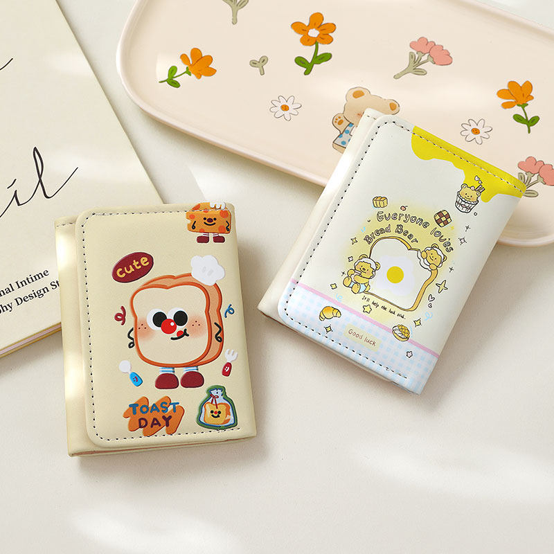 新款黄油面包钱包女大容量可爱卡通零钱包小巧学生三折叠短款钱夹