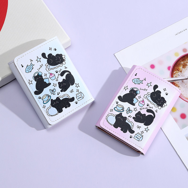 冬日小猫钱包女士小巧卡包大容量多卡位2026新款三折小众零钱包男