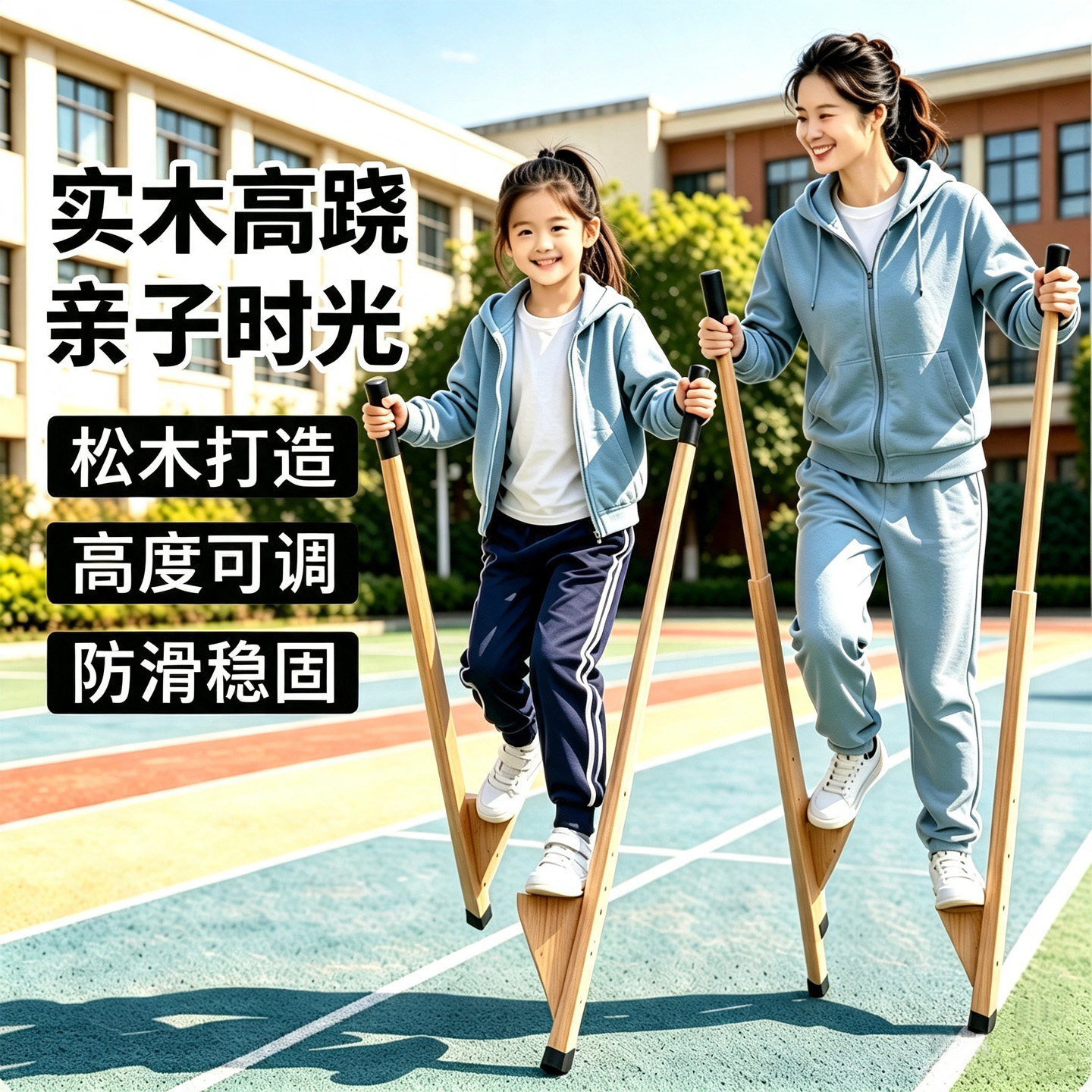 易持健儿童实木可调平衡高跷