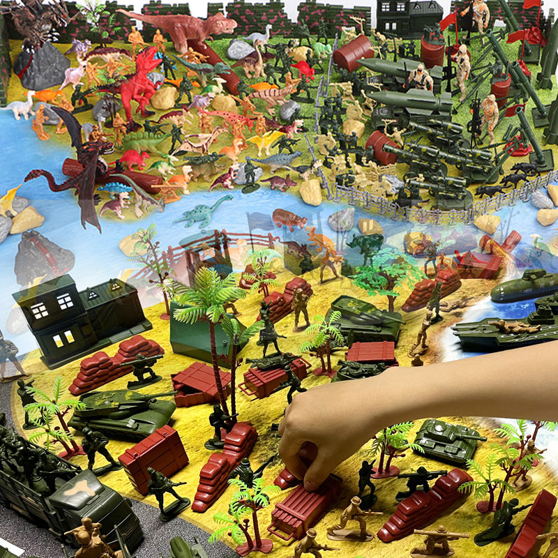 儿童军事战争场景装备模型战车坦克飞机导弹士兵军队小人套装礼物