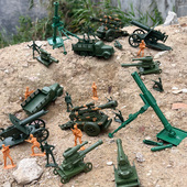 儿童兵人战争模型沙盘打仗塑料小人玩具士兵成品套装 坦克飞机战车