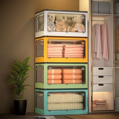 Transparent storage box foldable wardrobe toy storage box