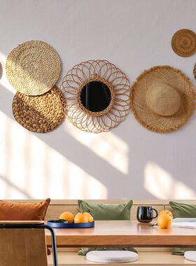 Bohemian wall picture decor pendants rattan weaving painting