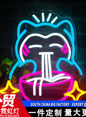 LED neon lights cat eating noodles glowing letters 5V USB