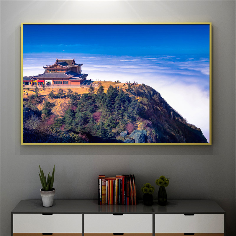 四川成都风景装饰画照片九寨沟峨眉山晶瓷画亚丁稻城乐山大佛挂画