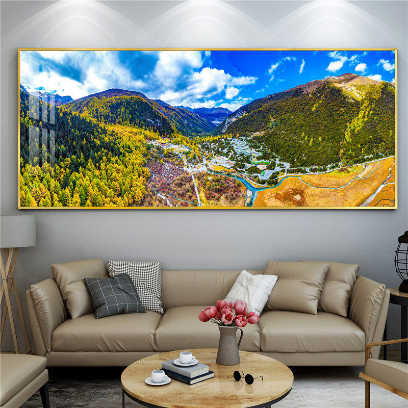 稻城亚丁风景装饰画四川成都九寨沟峨眉山晶瓷画乐山大佛挂画