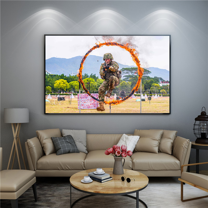 军事军人体能训练实战装饰画 军旅教育挂画解放军演习军迷馆壁画