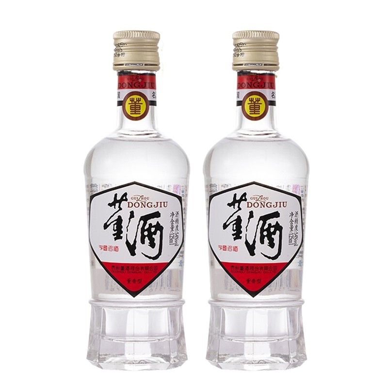 董酒八角瓶白标54度125ml*2瓶小酒董香型纯粮固态酿造口粮白酒